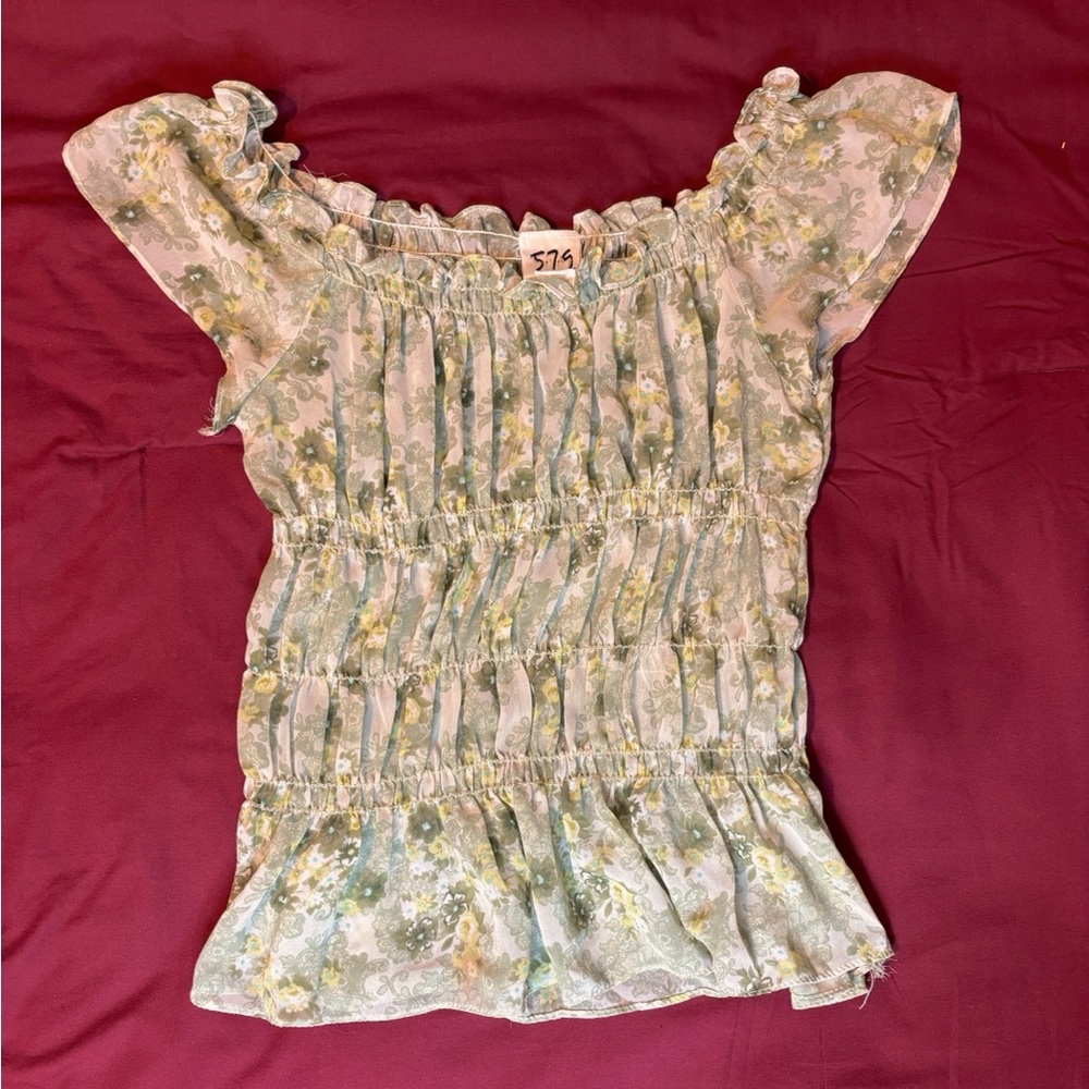 y2k floral baby doll top (brand 579)